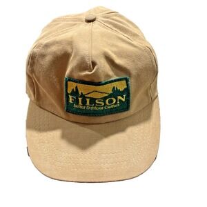 Filson Tan Strapback Hat Leather Strap Seattle Outdoor Patch One Size